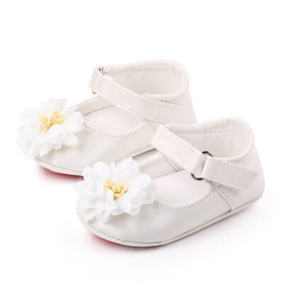 

Newborn Baby PU Leather Shoes Baby Girl Prewalker Flower Soft Soled Non-slip Footwear Baby Cute Crib Shoes