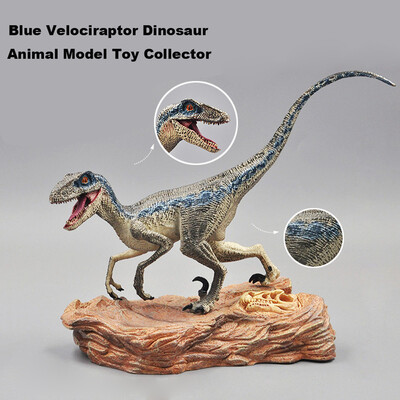 

YIWULABlue Velociraptor Dinosaur Action Figure With Base Animal Model Toy Collector