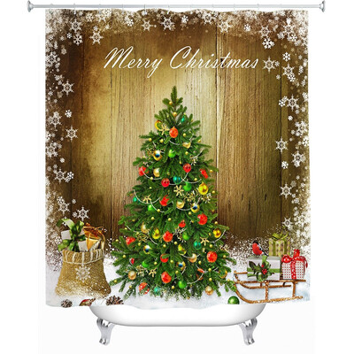 

Christmas Snow Tree Digital Painting Shower Curtain Waterproof Mildew Resistant Fabric 180 x 180cm