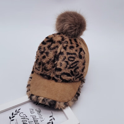 

New Autumn Winter Baby Hat 2-7T Boys Girls Leopard Print Baseball Cap Children Tennis Casual Hip Hop Sun Corduroy Caps With Ball