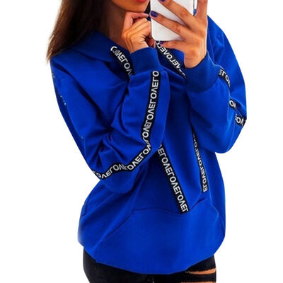 

Printed lettering womens fashion comfortable blouse pullover hoodie printed lettering long sleeve casual warm autumn blouse