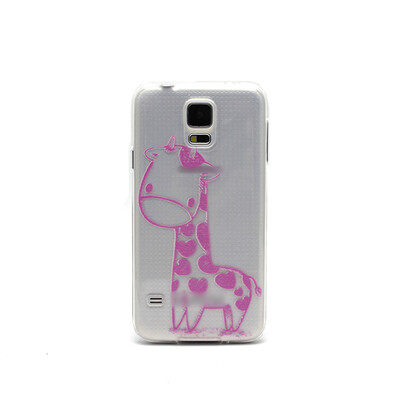 

Cartoon Animal Print Clear TPU Silicone Case Cover Skin for Galaxy S5 SVPink Giraffe