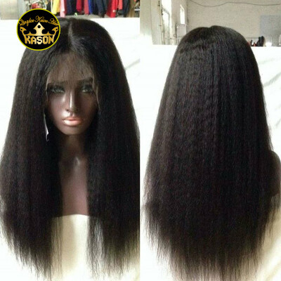 

Kason Wig Italian Yaki African American Full Lace Human Hair Wigs Peruvian Virgin Kinky Straight Hair Glueless Full Lace Wig