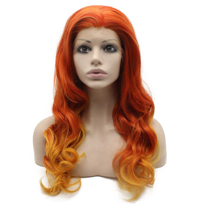 

Iwona Synthetic Hair Lace Front Long Wavy Two Tone Orange Ombre Wig