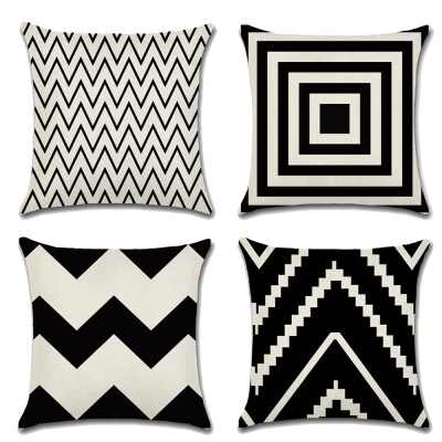 

4 Pack,Fashion Geometry Pattern Cotton Linen Cushion Cover Throw Pillow Case Sofa Home Decor