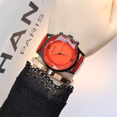 

GUOU Ladies Elegant Watch Luxury Fashion Quartz Watches Women Casual Leather Clock