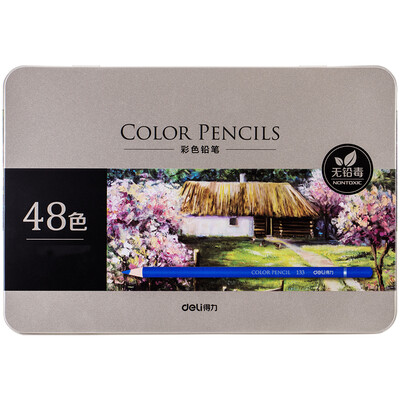 

Deli deli iron boxed 48 color oily color lead color pencil coloring pen 6567