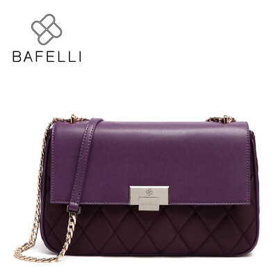 

BAFELLI handbags split leather with nylon diamond lattice shoulder bag black gray patchowork bolsa feminina women messenger bags
