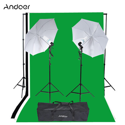 

Andoer Photography Studio Portrait Product Light Lighting Tent Kit Photo Video Equipment 2 135W Bulb2 Bulb Holder2 Reflec