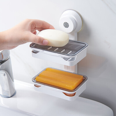 

Shunmei soap box drain soap box seamless suction cup wall type double double combination kit SM-1606