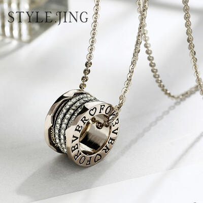 

Eternity style heart-shaped heart-shaped sweater chain necklace female ring artificial diamond Christmas gift light coffee gold