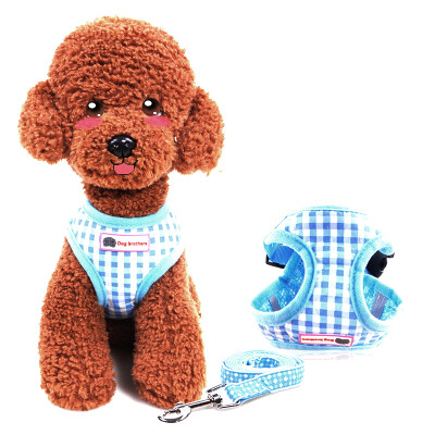 

HANHANLEYUAN Small&medium dog vest style dog leash dog chain puppy chest strap Teddy traction rope than bear pet dog supplies blue M