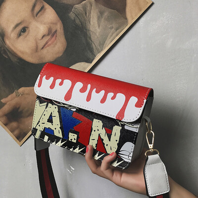 

DALFR Leather Shoulder Bag Women Pu Colorful Spray Painting Crossbody Bags for Women Designer Bags Famous Brand Women Bags 2017