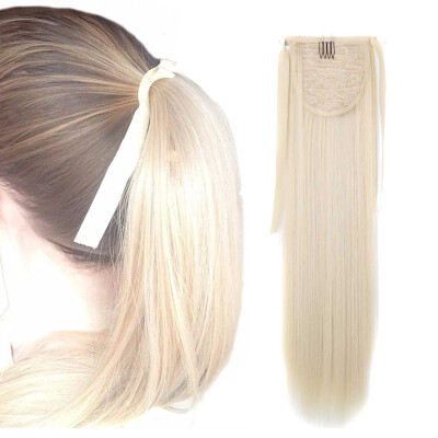 

22" Silky Straight 15 Colors Synthetic Hair Ribbon Drawstring Ponytail Pieces Extension