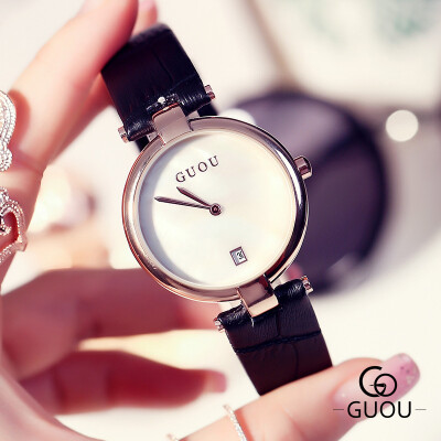 

GUOU Luxury Fashion Women Dress Wristwatch Ladies Simple Quartz Watch Calendar Analog Clock