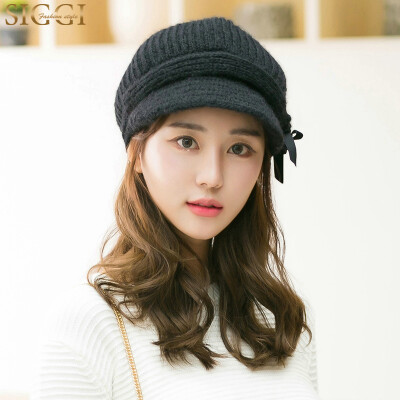 

Siggi SI89262 hat female Korean version of the tide autumn&winter leisure beret street fashion knitted wool hat cap black cap width 27CM