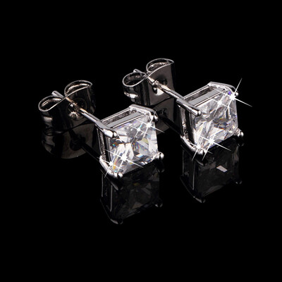 

1 Пара Твердый Кристалл Rhinestone Площади Заполнены Мужские Серьги Стержня
