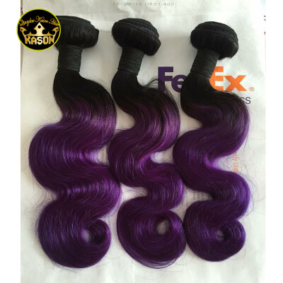 

Ombre 1B Purlple Color Brazilian Virgin Human Hair Bundles Deal 3Pcs/Lot Body Wave Hair Weave Extensions