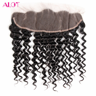 

ALot Hair Brazilian Deep Wave Lace Frontal Closure 13x4 Ear To Ear Human Hair Frontal With Baby Hair Free Part Closure