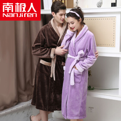 

Antarctic pajamas home service thicker flannel long sleeves bathrobes couple pajamas men and women fall and winter hit color can wear fashion gowns N675X21022-1 female models rose red XL