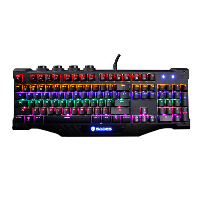 

Sades night video gaming mechanical keyboard with headphone audio U-port colorful backlight gaming keyboard Jedi eat chicken weapon lol (black mixed light black shaft)