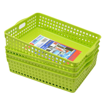 

JEKO&JEKO Plastic Storage Basket 4 Pack Snacks File Storage Basket Desktop Shelf Finishing Basket Large Baina Basket Blue SWB-5215