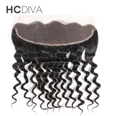 

HCDIVA Peruvian virgin Human Hair Closure Loose Wave Lace Frontal ear to ear 13*4 inch Free Part Free shipping