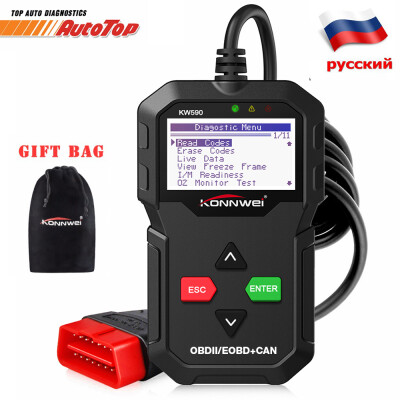 

KONNWEI ODB2 Automotive Scanner KW590 OBD2 OBD Diagnostic Scanner in Russian Car Code Reader Auto Scanner Better AD310 ELM327