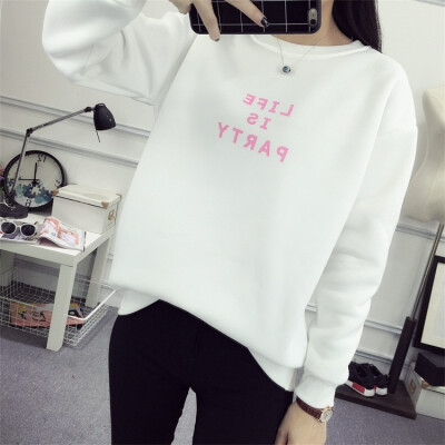 

2017 autumn and winter new Korean thick letters students long sleeves shirt ladies loose sets of cashmere sweater