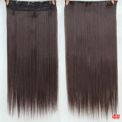 

22 inch(55cm) Long Straight Women Clip in Hair Extensions Black Brown High Tempreture Synthetic Hairpiece