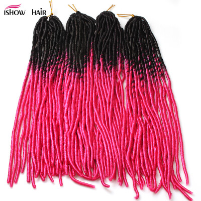 

20" Black to Rose Red Two Colors Soft Dread Lock Crochet Braid Hair Extensions Synthetic Braiding Hair