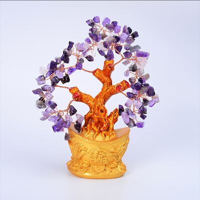 

JINGLINGWUZHE Natural Crystal Fortune Tree Ornament Decoration Small Lucky Money Tree 428042794276