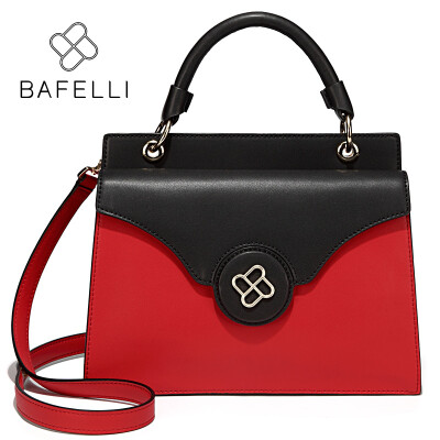 

BAFELLI Autumn&winter the new split lether handbag dual-use hasp shoulder bag red black bolsa feminina women messenger bags