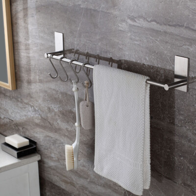 

Green bar bathroom rack towel rack 304 stainless steel kitchen door behind the storage rack hook frame no trace nail-free paste delivery hook 6