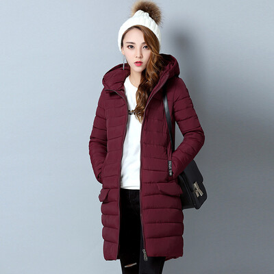 

City Plus CITYPLUS 2017 Winter new style women&39s clothing Slim hooded cotton coat in the long paragraph down jacket cotton CWMF179759 black M