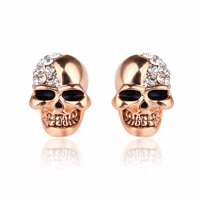 

Outdoor Vintage Glossy Skull With Diamond Studs Personalized Earrings For Men And Women Halloween Accessories