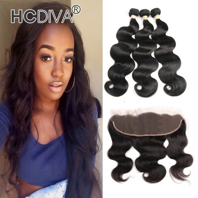 

Brazilian 3 Bundles Body Wave with Lace Frontal Body Wave with 13x4 Closure Free Part Virgin Human Hair Weave with Closure