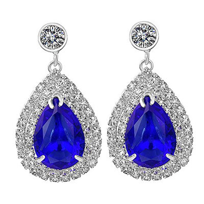 

Yoursfs CZ Stud Серьги Navy Blue Teardrop Dangle Crystal Drop Серьги Пирсинг Австрийский стиль
