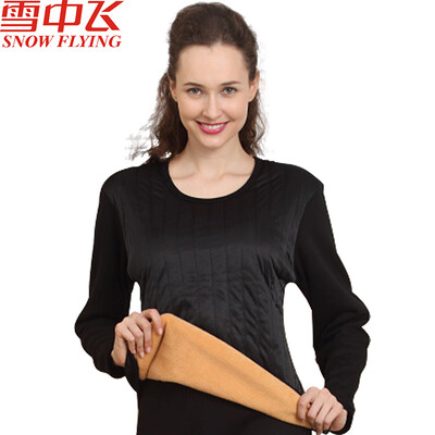 

Snow flying wool feather silk cotton gold warm armor men&women middle-aged thermal underwear set plus velvet thickening lovers set XYT1006 female models black 160
