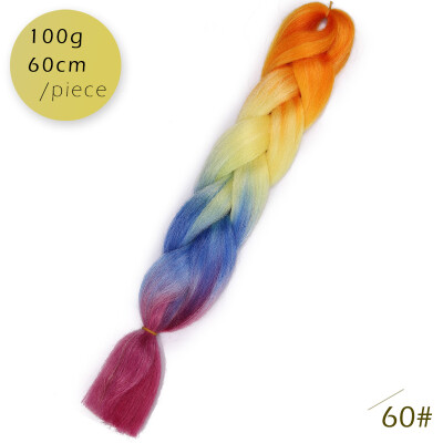 

AISI HAIR 100gpcs 24inch Kanekalon Jumbo Braids Hair Ombre Two Tone Colored Synthetic Hair for Dolls Crochet Hair