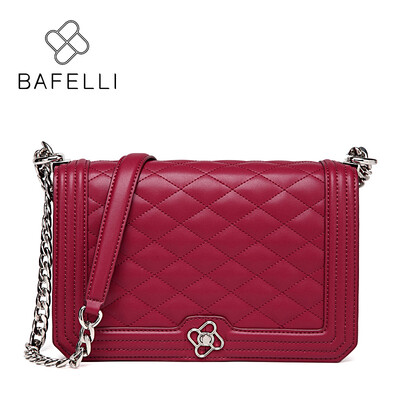 

BAFELLI women bags split leather diamond lattice chains blue shoulder bags handbags women famous brands crossbody bag for women