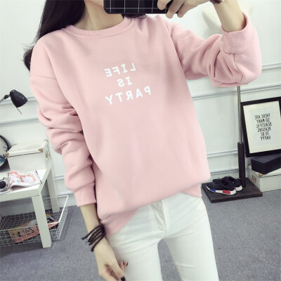 

2017 autumn and winter new Korean thick letters students long sleeves shirt ladies loose sets of cashmere sweater