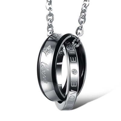 

Fashion EU Style "Forever Love" Pendant Necklace Set Stainless Steel Lovers Couple Promise Clavicle Chain Jewelry Gift
