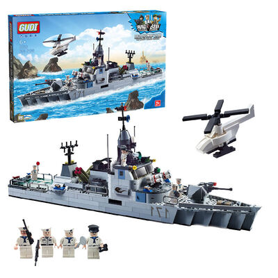 

New music Goody Di building blocks Navy Corps GD8026 Mighty missile frigate Children's building blocks Toys Boy assembling toys Puzzle assembled building blocks