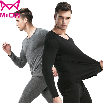 

Cat (MiiOW) [cashmere] warm underwear men and women couples plus velvet thickening autumn clothing autumn pants suit female - black