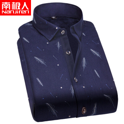 

Antarctic Nanjiren warm shirt mens business casual plus velvet thermal underwear long-sleeved shirt feather section 4XL 185-190