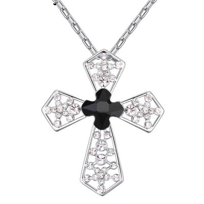 

Austrian Crystal Cross Pendant Necklaces Women High Quality Rhinestone White Gold Plated Christian Jewelry Gift .23941