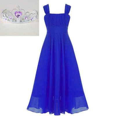 

Girls Shoulderless Long Dress teenage Evening Formal Dresses -Bright Blue