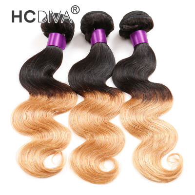 

HCDIVA Бразильская Ombre Hair Body Wave 3 Bundles Virgin Hair Unprocessed Virgin Hair We we T1B / 27 медовая блондинка