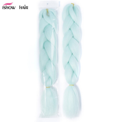 

Ishow 24inch Synthetic Braiding Hair Pure Color HighTemperature KanekalonJumbo Braid Hair Extensions Crochet Yaki Texture 1pc/100g